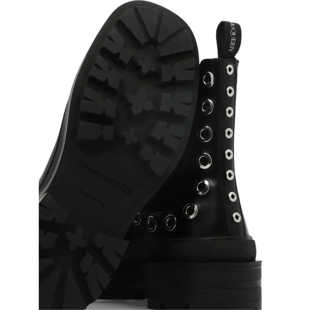 Alexander McQueen Leather Grommet Eyelet Detailed Chelsea Boots US 12 $1150